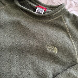 The North Face Men's Olive Crewneck Sweater with Embroidered Logo